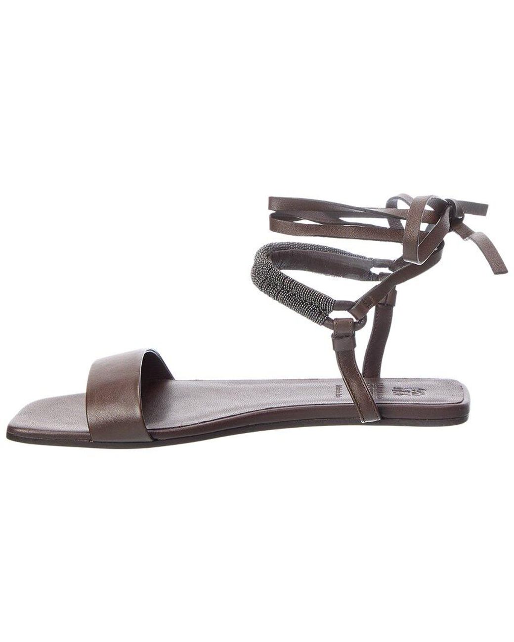 Brunello Cucinelli Metallic Leather Sandal