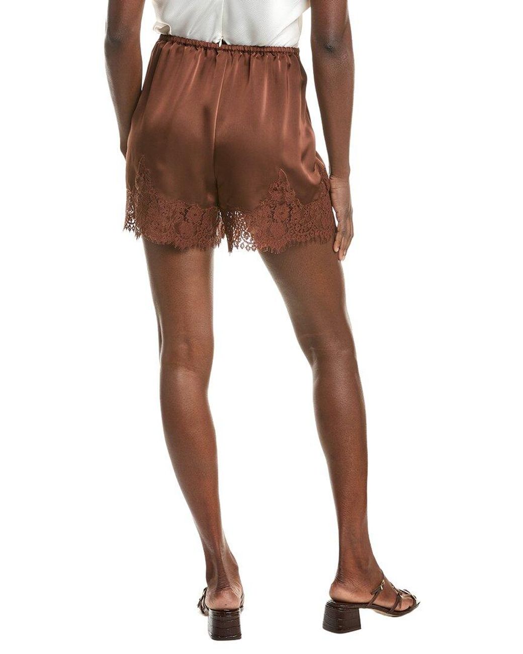 REVERIEE Brown Satin Short