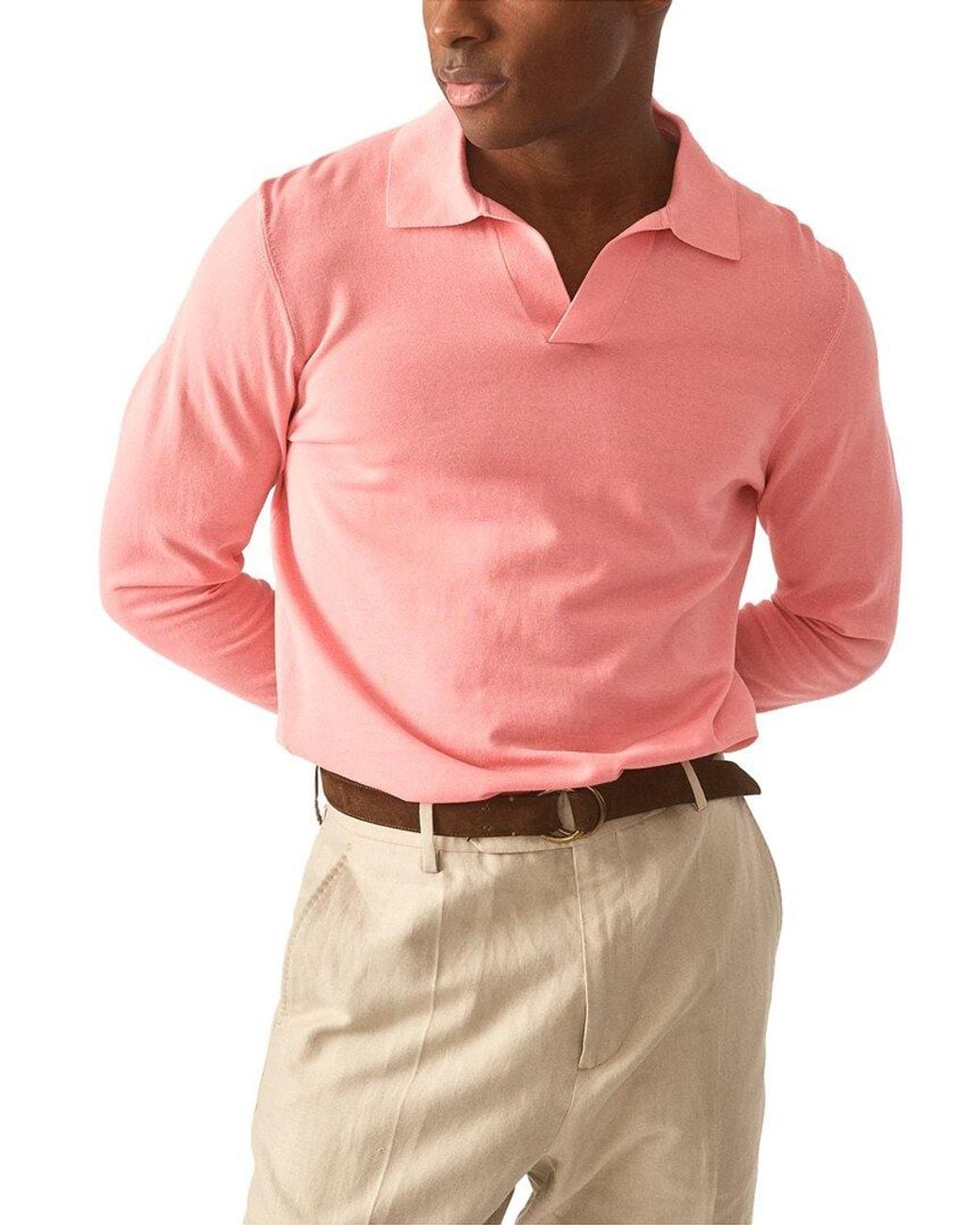J.McLaughlin Pink J. Mclaughlin Amalfi Polo Sweater for men