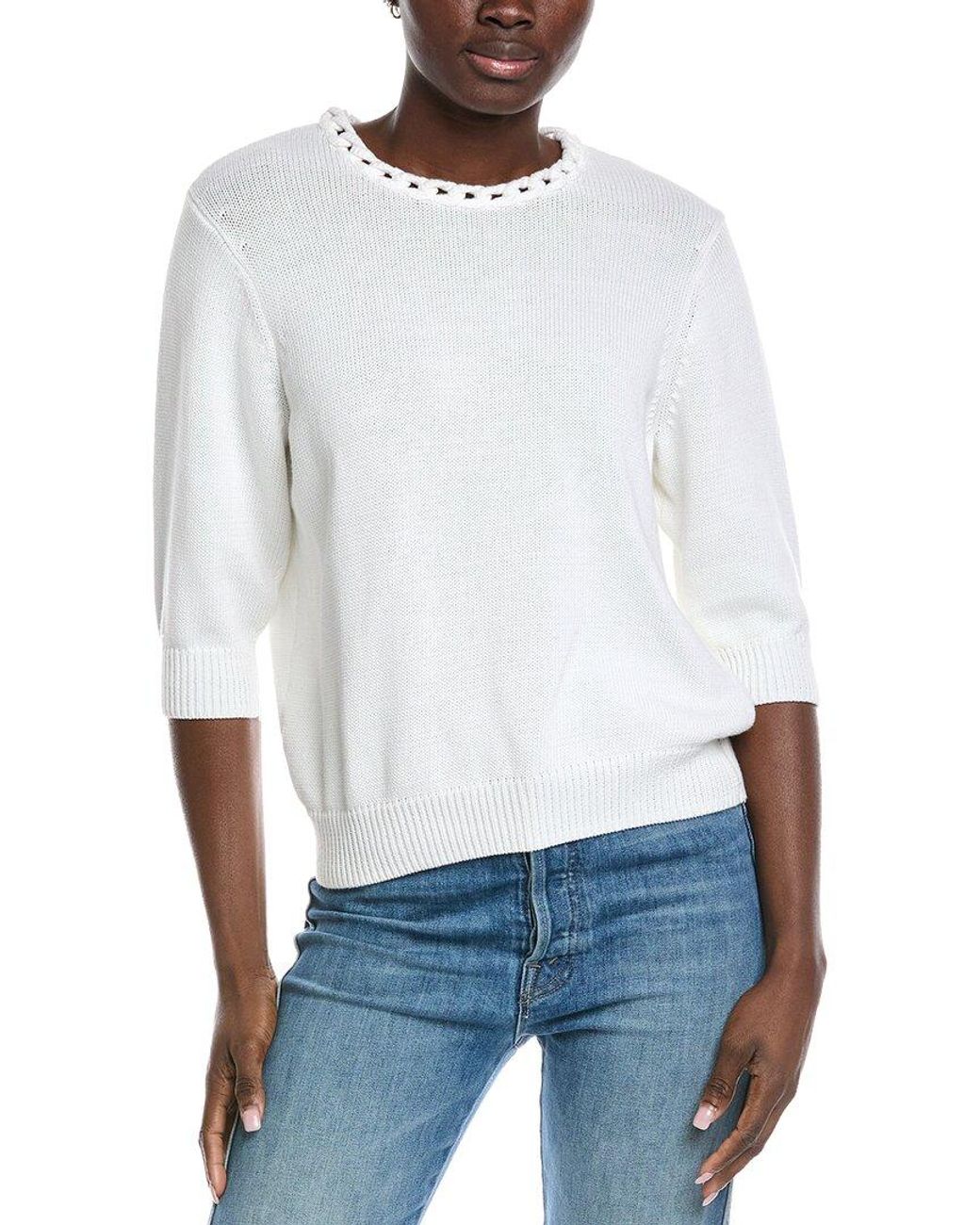 Autumn Cashmere White Crocheted Sweater
