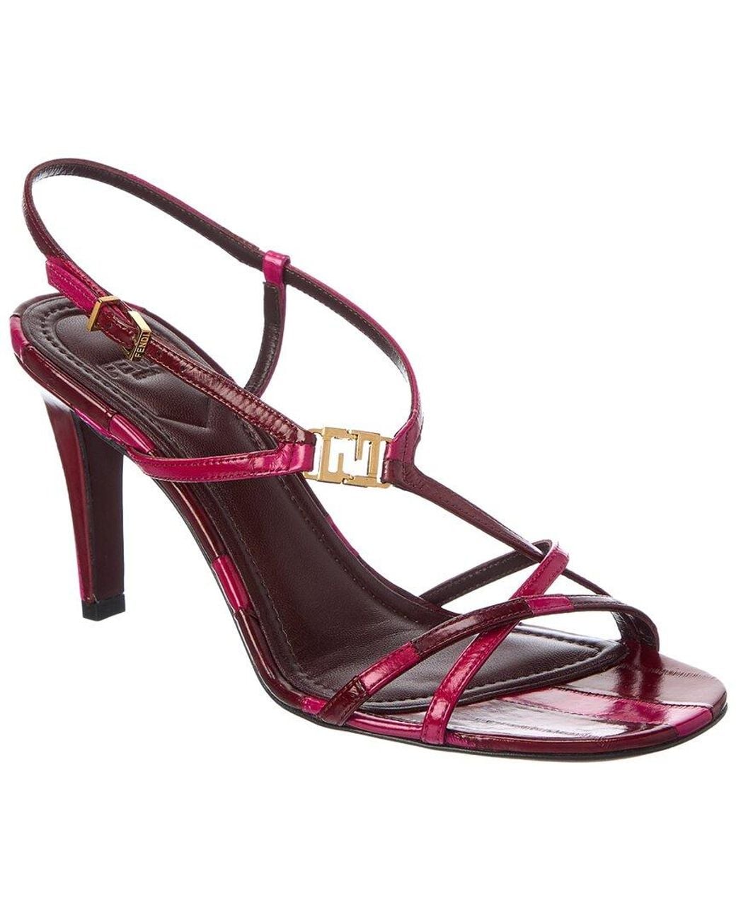 Fendi Pink Ffold Leather Sandal