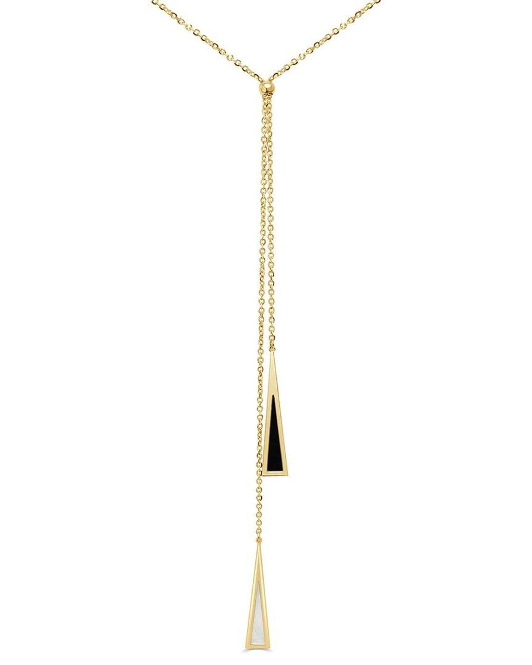 Italian Gold White 14K Gemstone Lariat Necklace