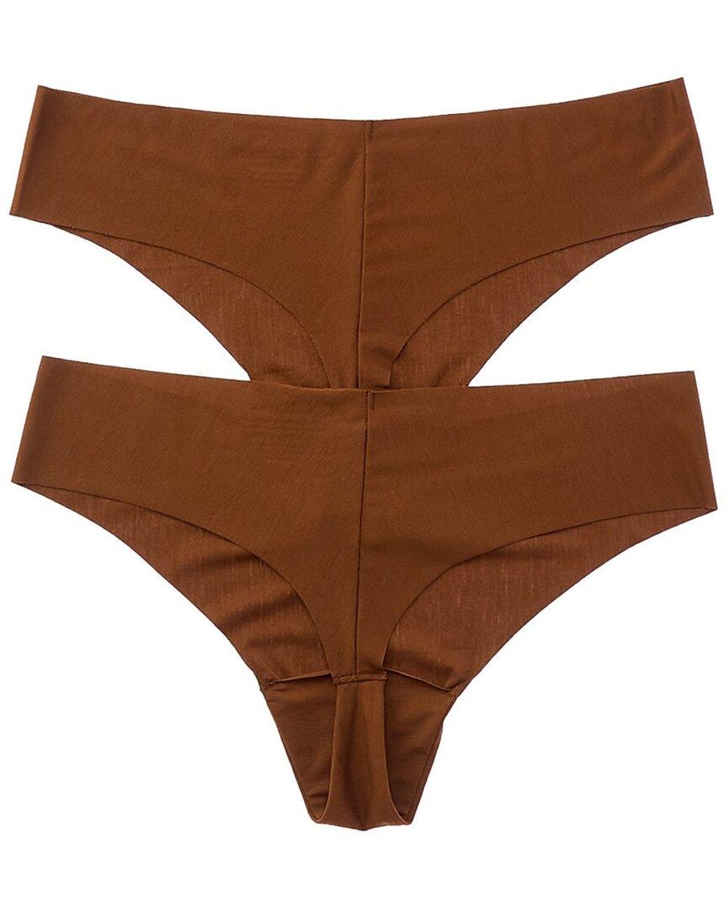 Commando Brown Commando 2Pk Butter Mid-Rise Thong