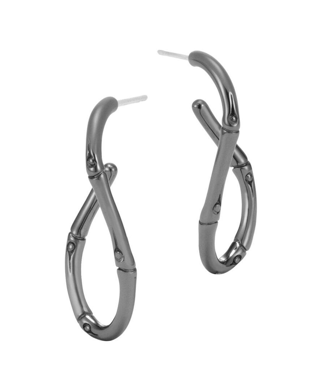 John Hardy White Silver Bamboo Earrings