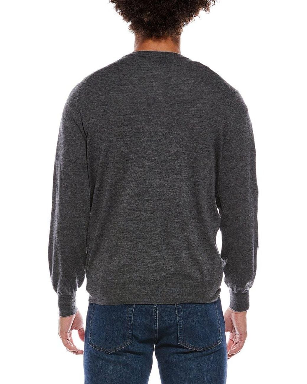 Brunello Cucinelli Gray Cashmere & Wool-Blend V-Neck Sweater for men