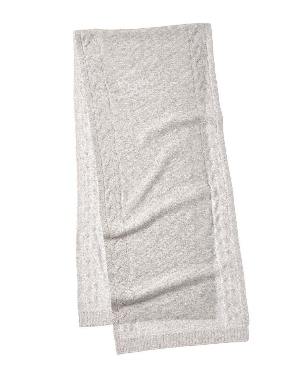Bruno Magli Gray Cable Border Cashmere Scarf