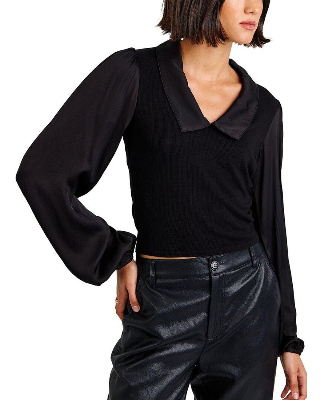 Bella Dahl Black Collared V-Neck Top