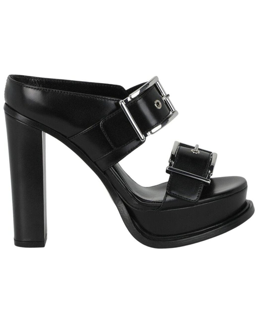 McQueen Black Boxcar Leather Sandal