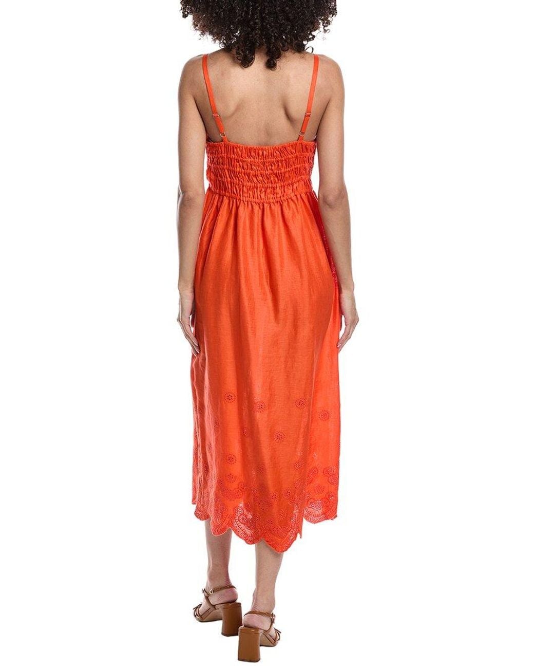 tyler boe Red Maria Linen Midi Dress