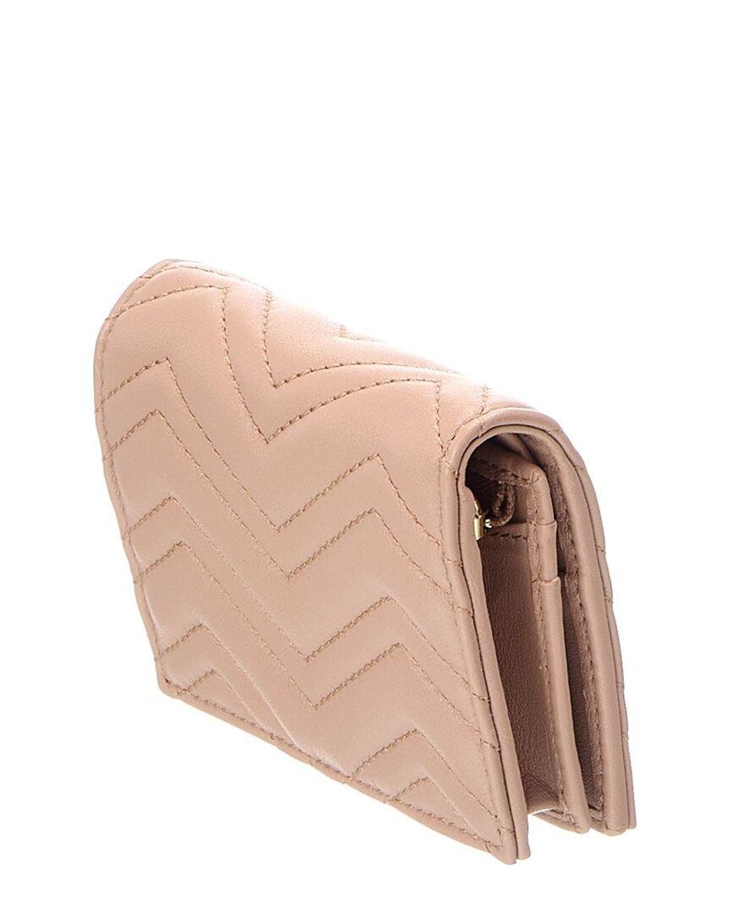 Gucci Pink Gg Marmont Leather Card Case