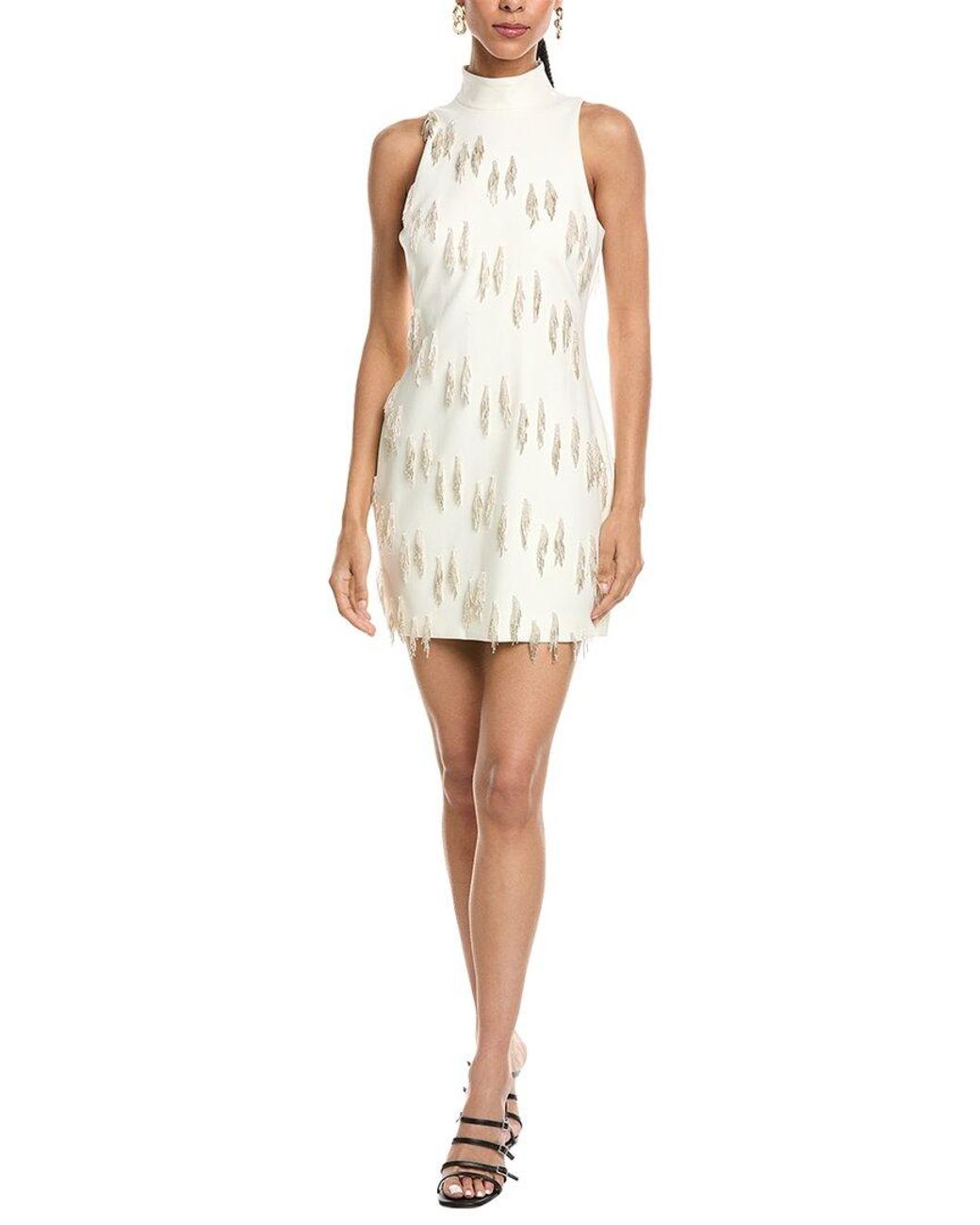 Cinq À Sept White Cascade Bugle Micky Mini Dress