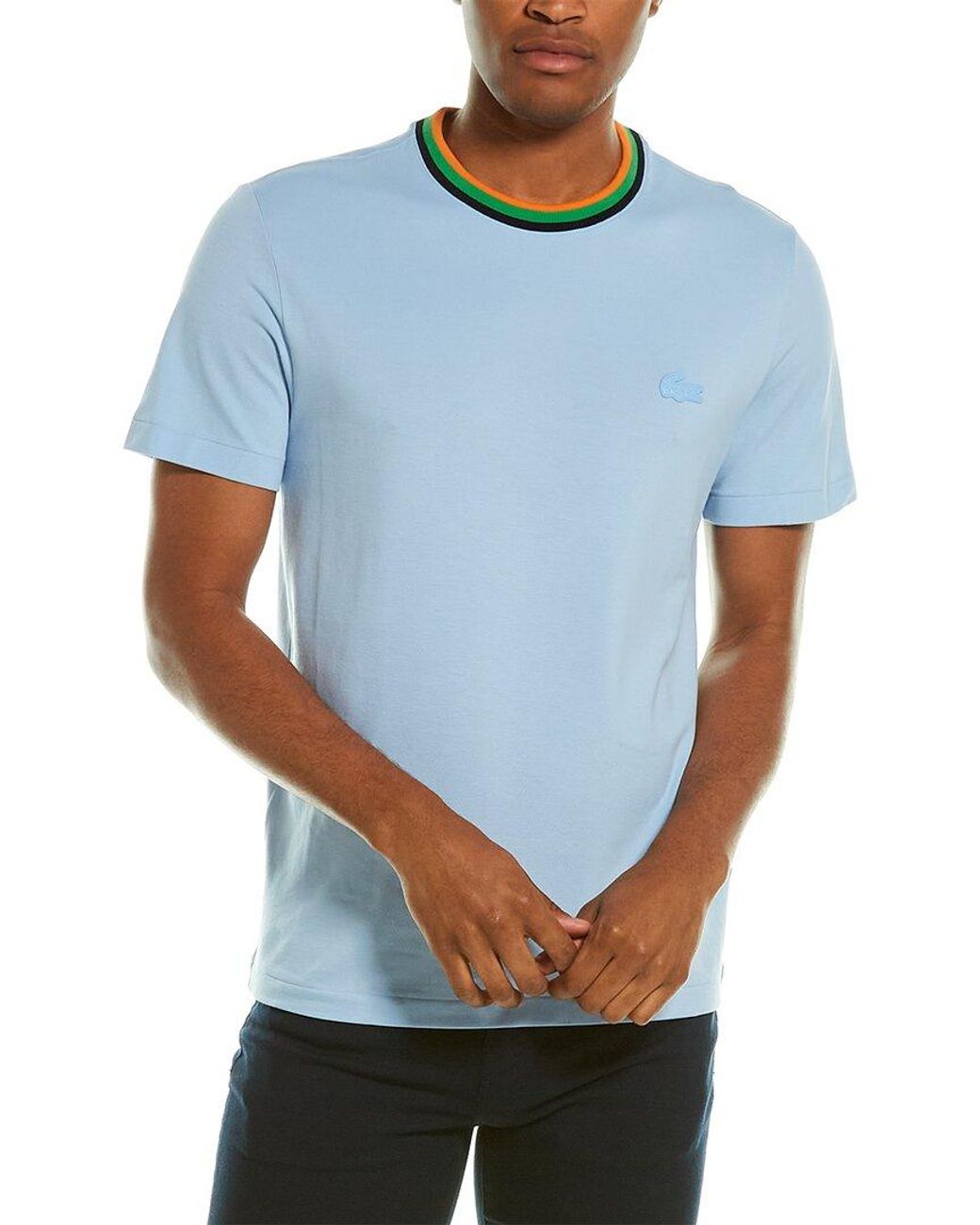 Lacoste Cotton Pique Ringer T-shirt in Blue for Men | Lyst