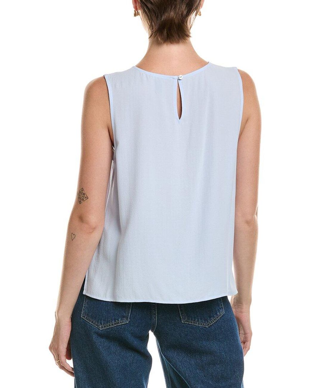 Eileen Fisher Blue Round Neck Silk Shell