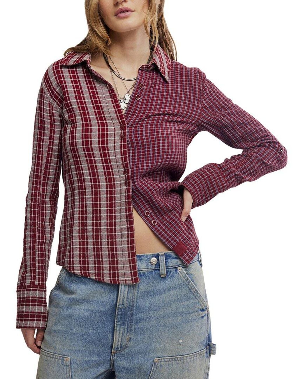 Free People Red Benny Slim Top