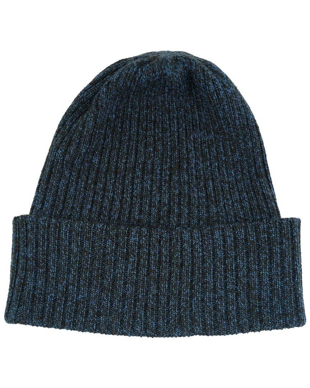 Portolano Blue Merino Wool Ribbed Beanie for men