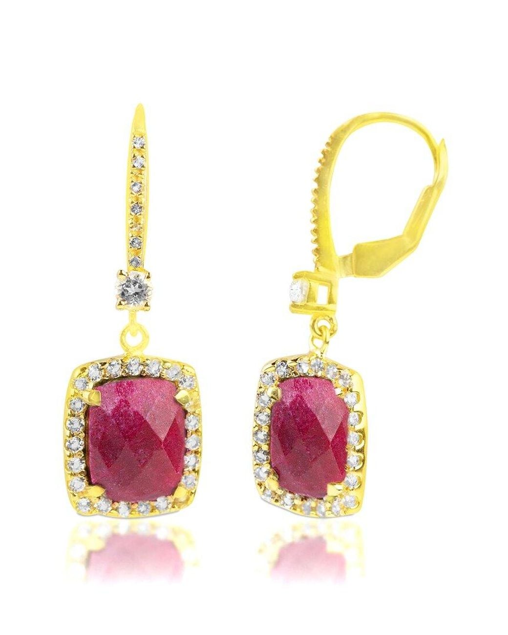 MaxColor Multicolor 18K Over 6.20 Ct. Tw. Ruby Dangle Earrings
