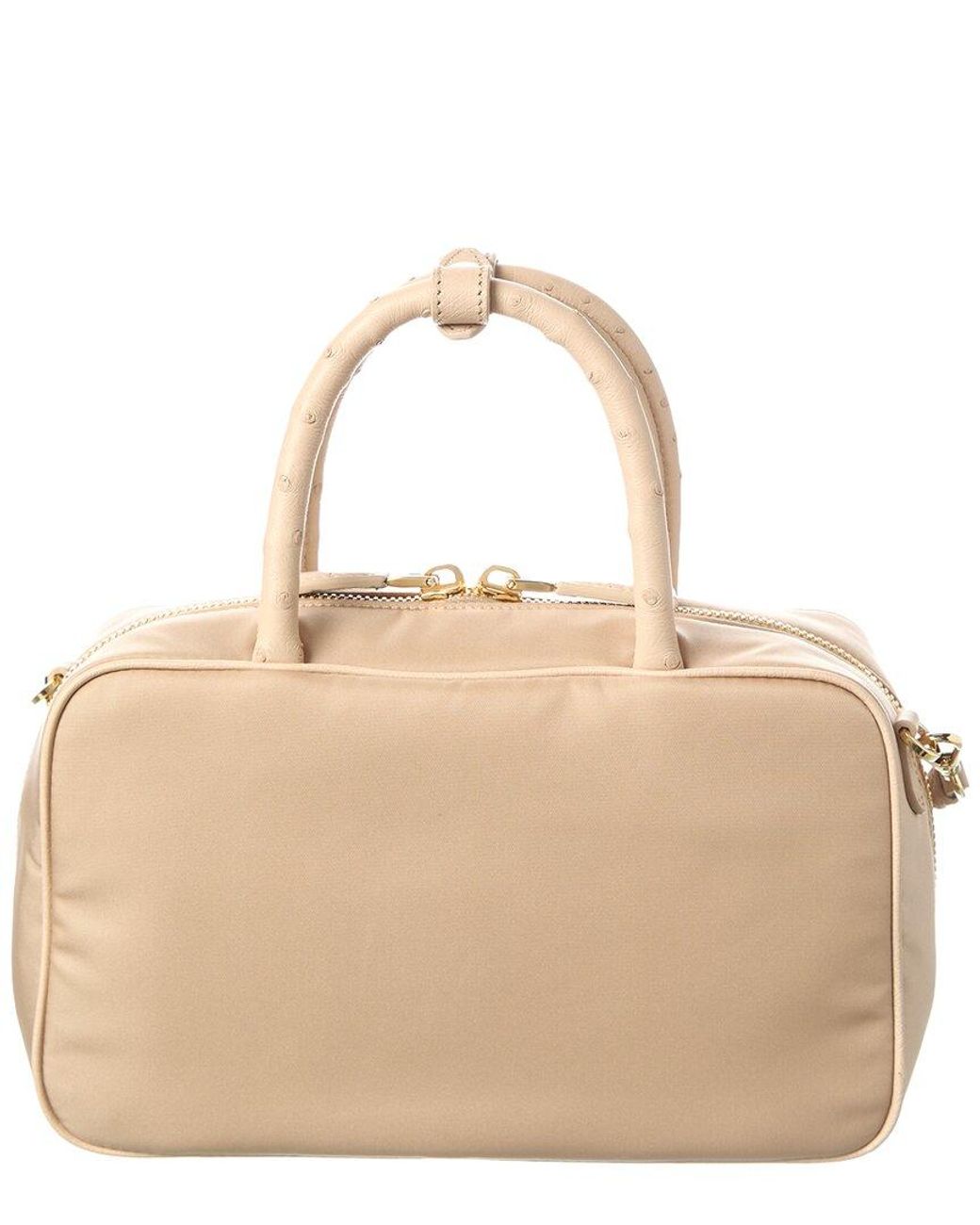 Prada Natural Mini Tessuto & Ostrich Shoulder Bag