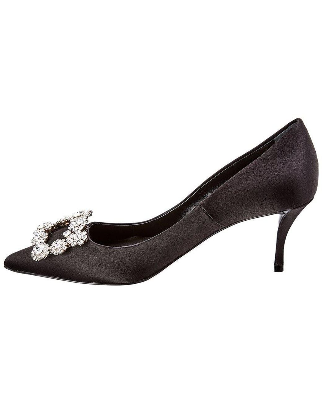 Roger Vivier Black Flower Strass Silk Pump
