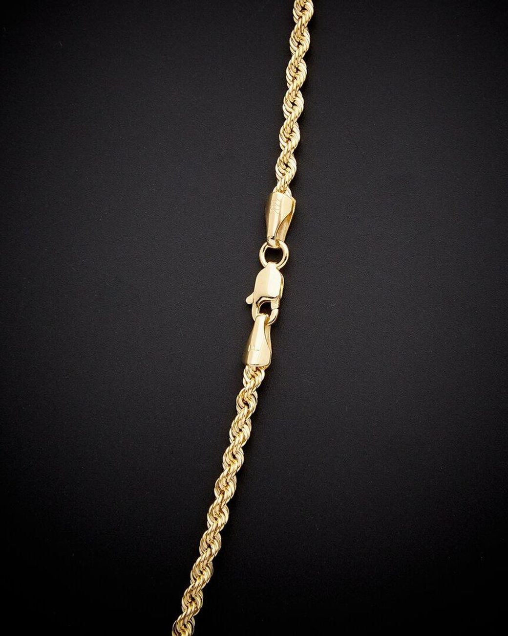Italian Gold Black 14k Hollow Rope Chain Necklace