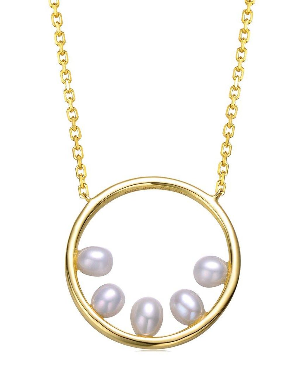 Genevive Jewelry Metallic 14k Over Silver 4.5mm Pearl Necklace