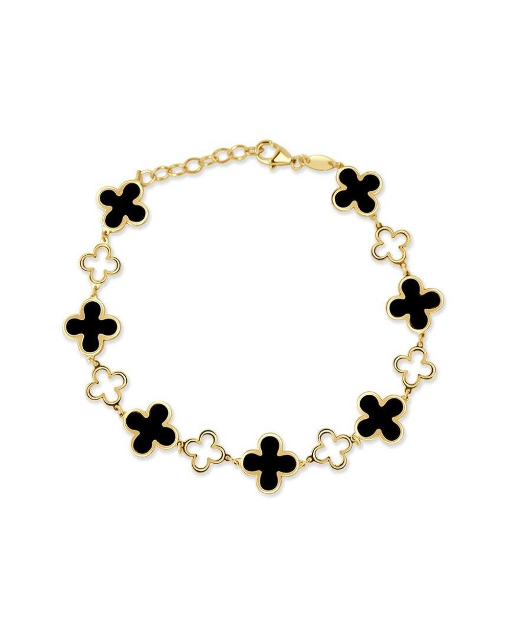 Italian Gold Multicolor 14K Onyx Station Chain Bracelet