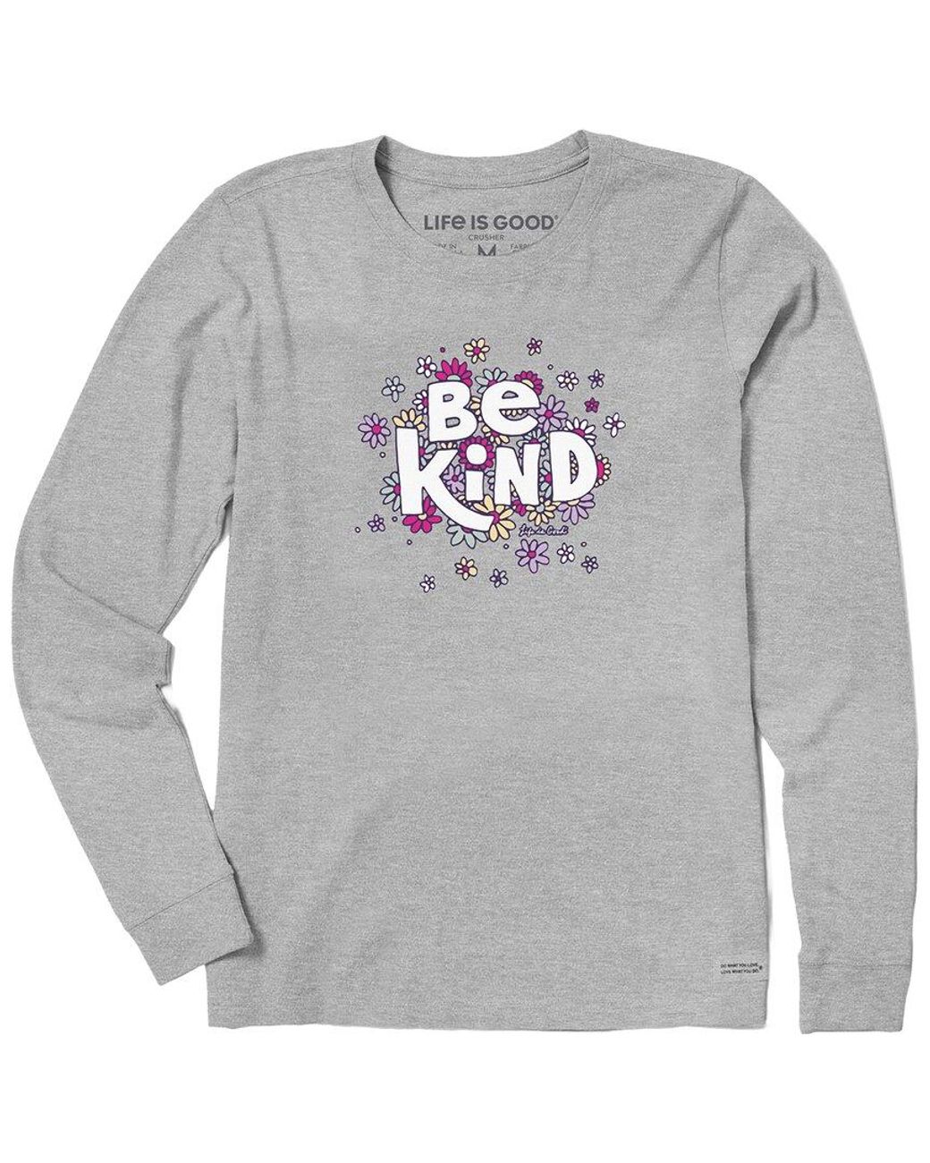 Life Is Good. Gray Long Sleeve Crusher T-Shirt