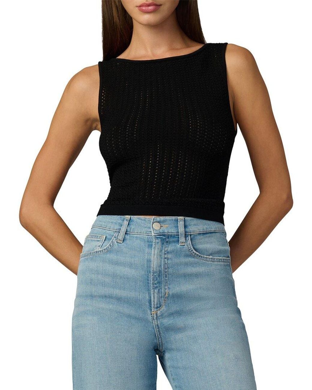 Joe's Jeans Black The Crochet Boatneck Tank