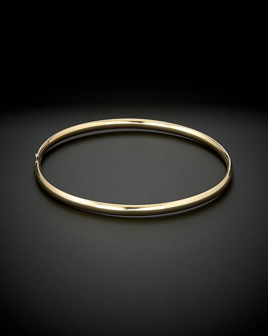 Italian Gold Black 14k Polished Hinged Bangle