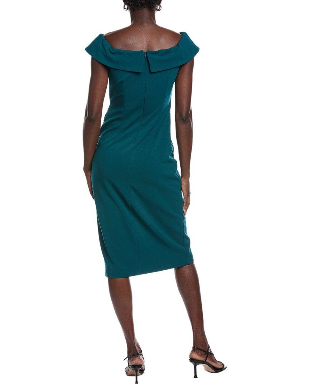 Aidan Mattox Green Printed Midi Dress