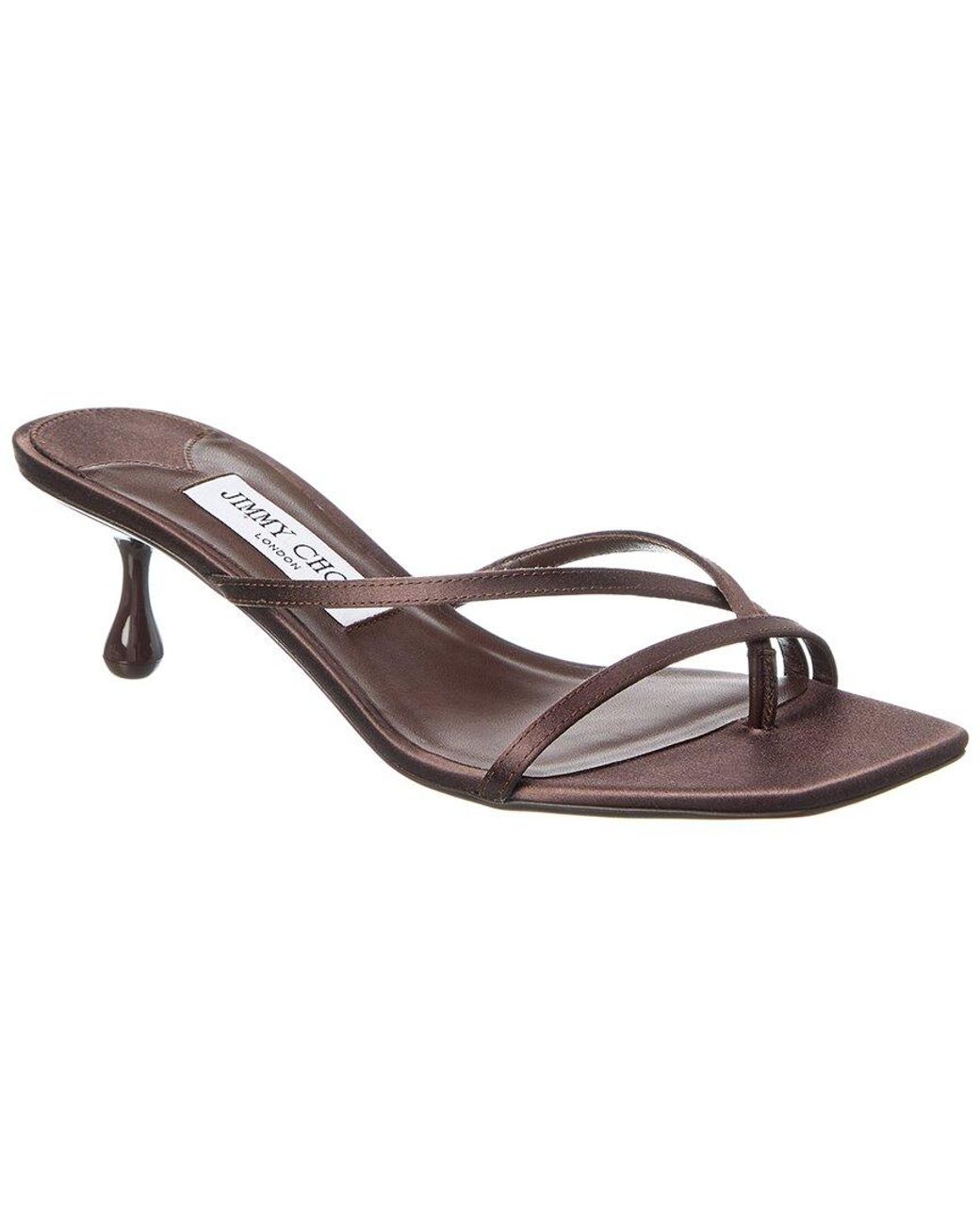 Jimmy Choo Brown Etana 50 Satin Mule