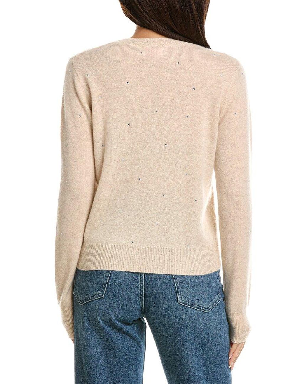 Brodie Cashmere Blue Gem Star Crewneck 100% Cashmere Sweater