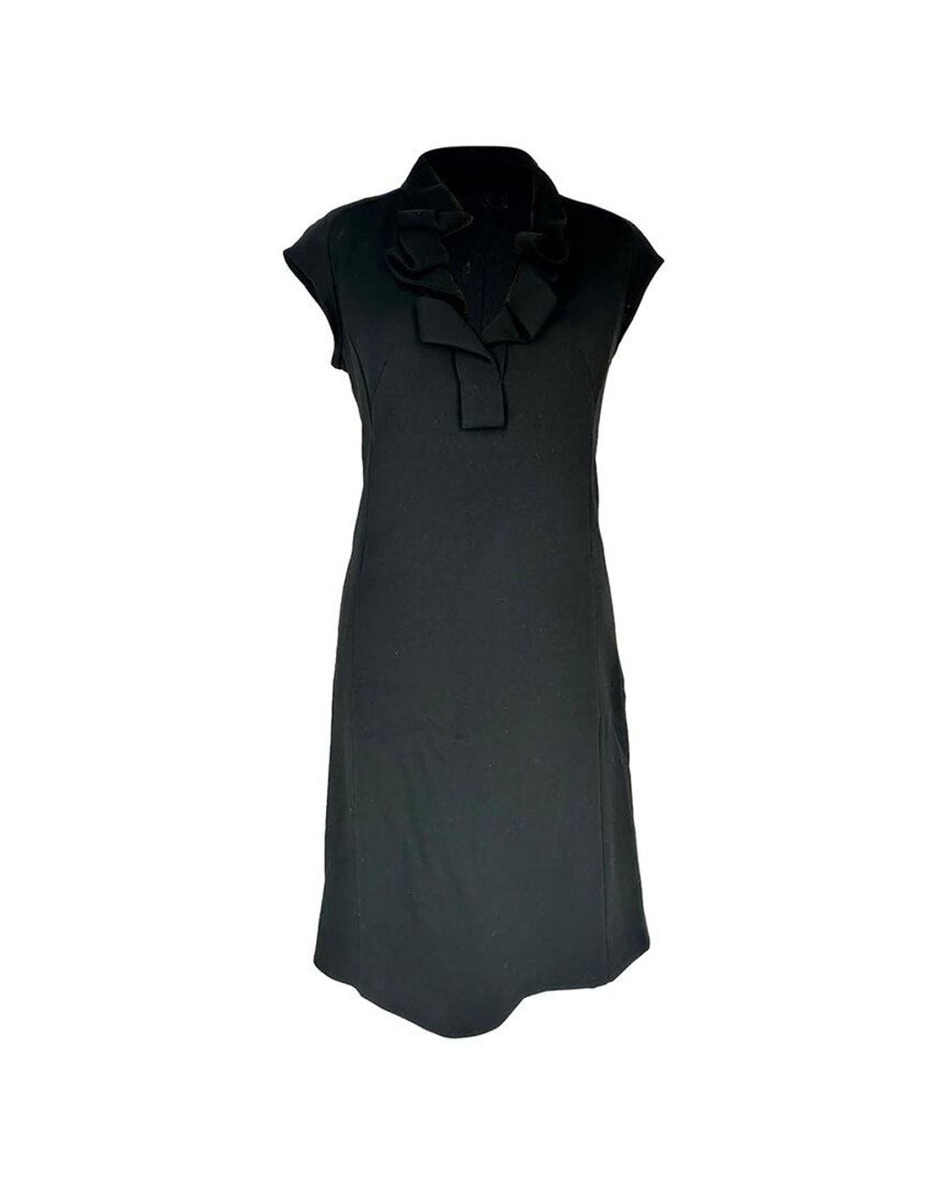 Céline Black Ruffled Neckline Midi Dress, Size Eu (Authentic Pre-Loved)
