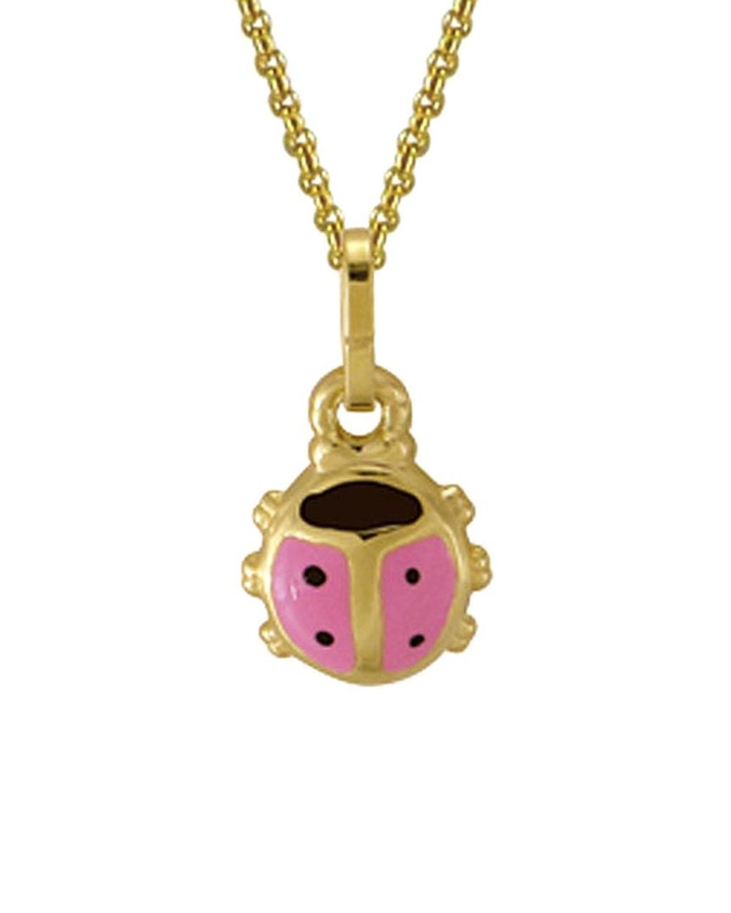 Italian Gold Pink 14k Enamel Necklace