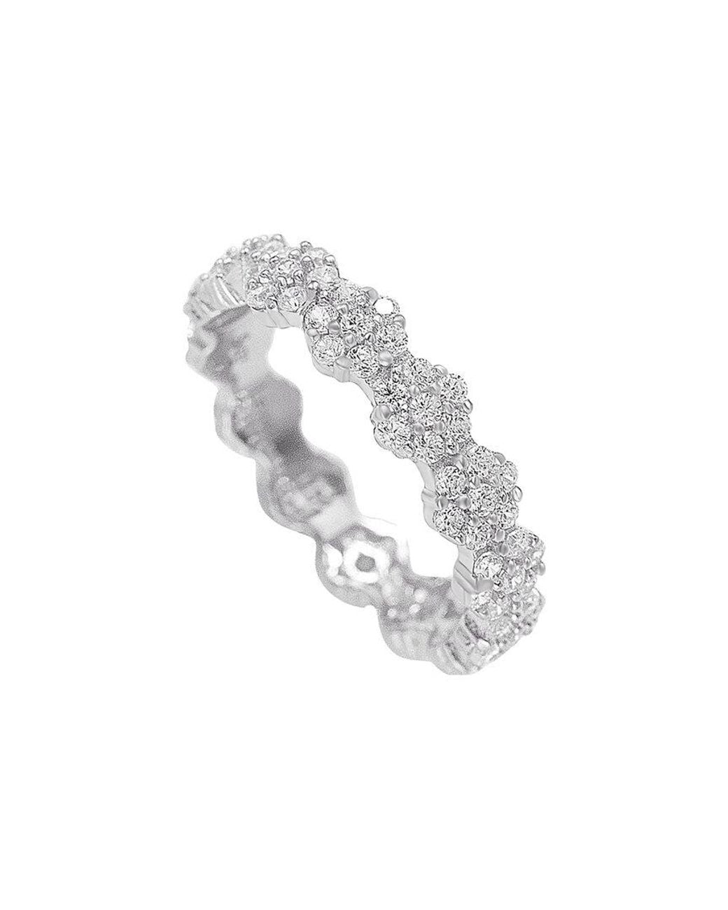 Suzy Levian White Silver Cz Stackable Ring