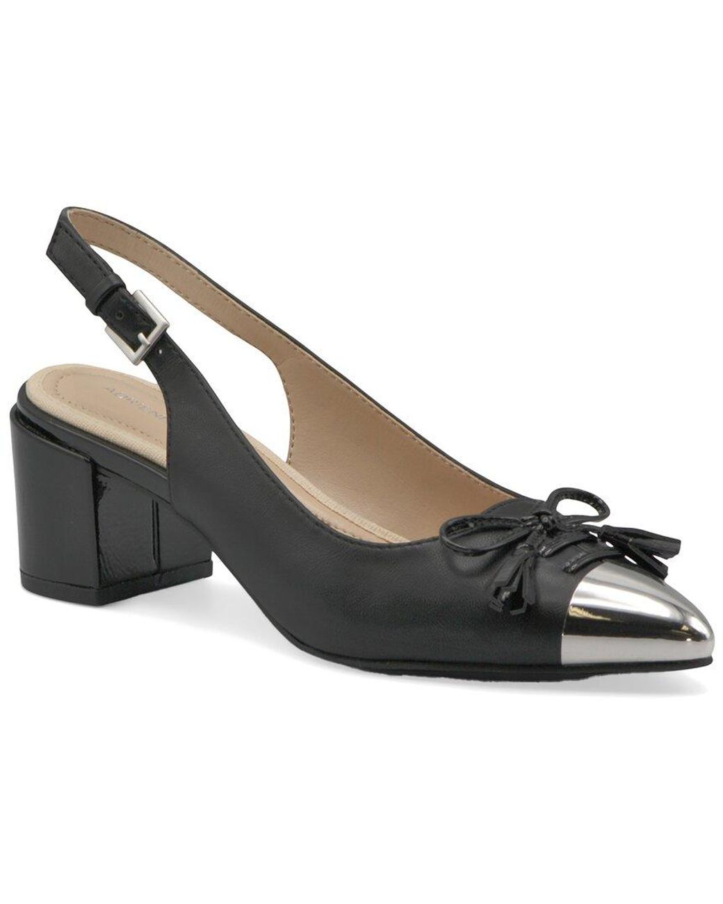 Adrienne Vittadini Black Fern Leather Pump