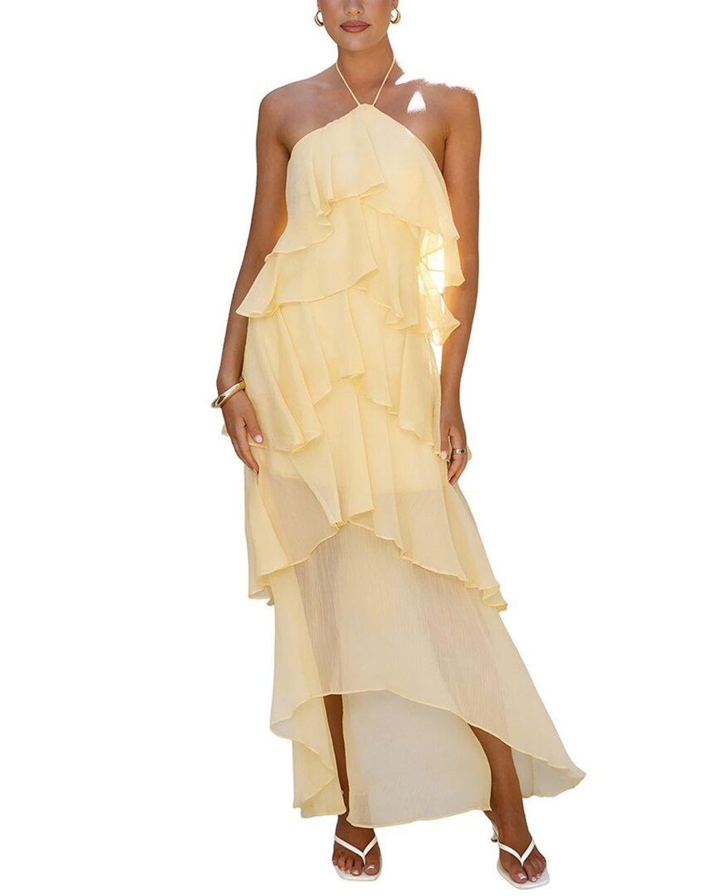 CAMILA BLANCO Natural Solid Maxi Dress