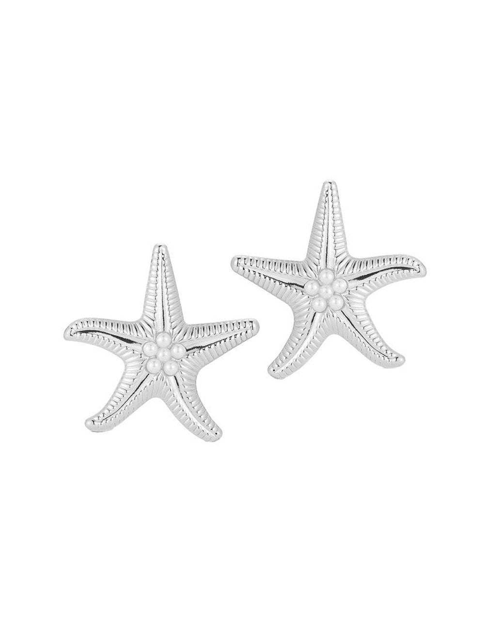 Sphera Milano White Plated Starfish Earrings