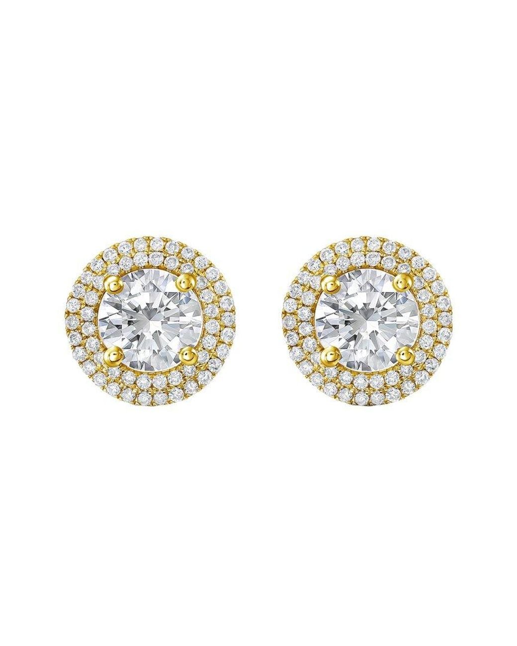 Diana M Metallic 14K 12.00 Ct. Tw. Lab-Grown Diamond Halo Earrings