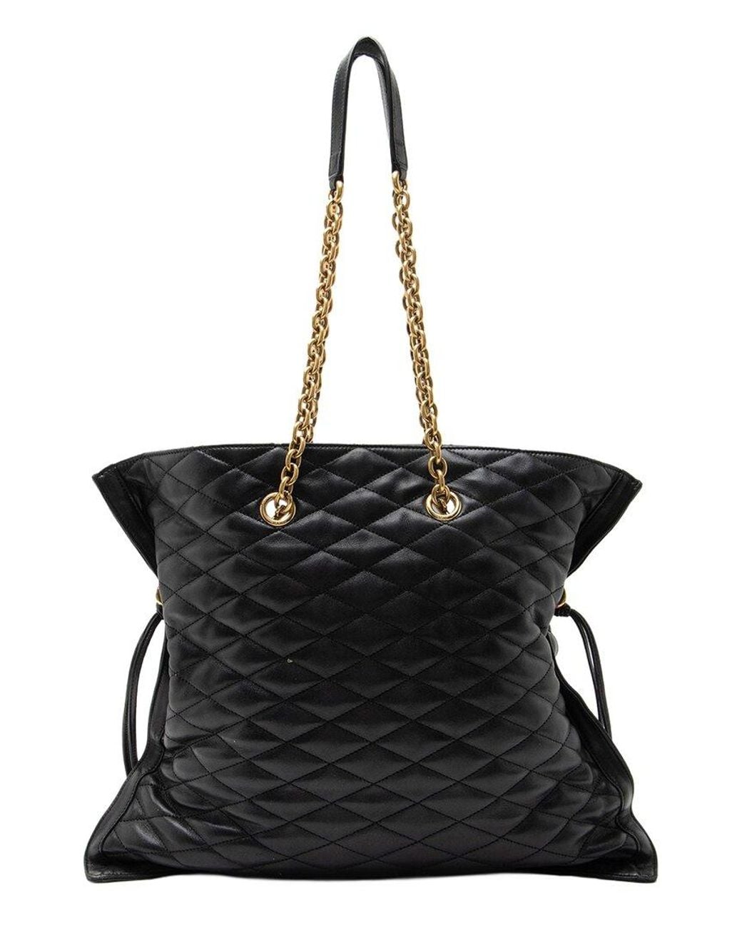 Saint Laurent Black Quilted Leather Pochon Drawstring Tote (Authentic Pre-Loved)