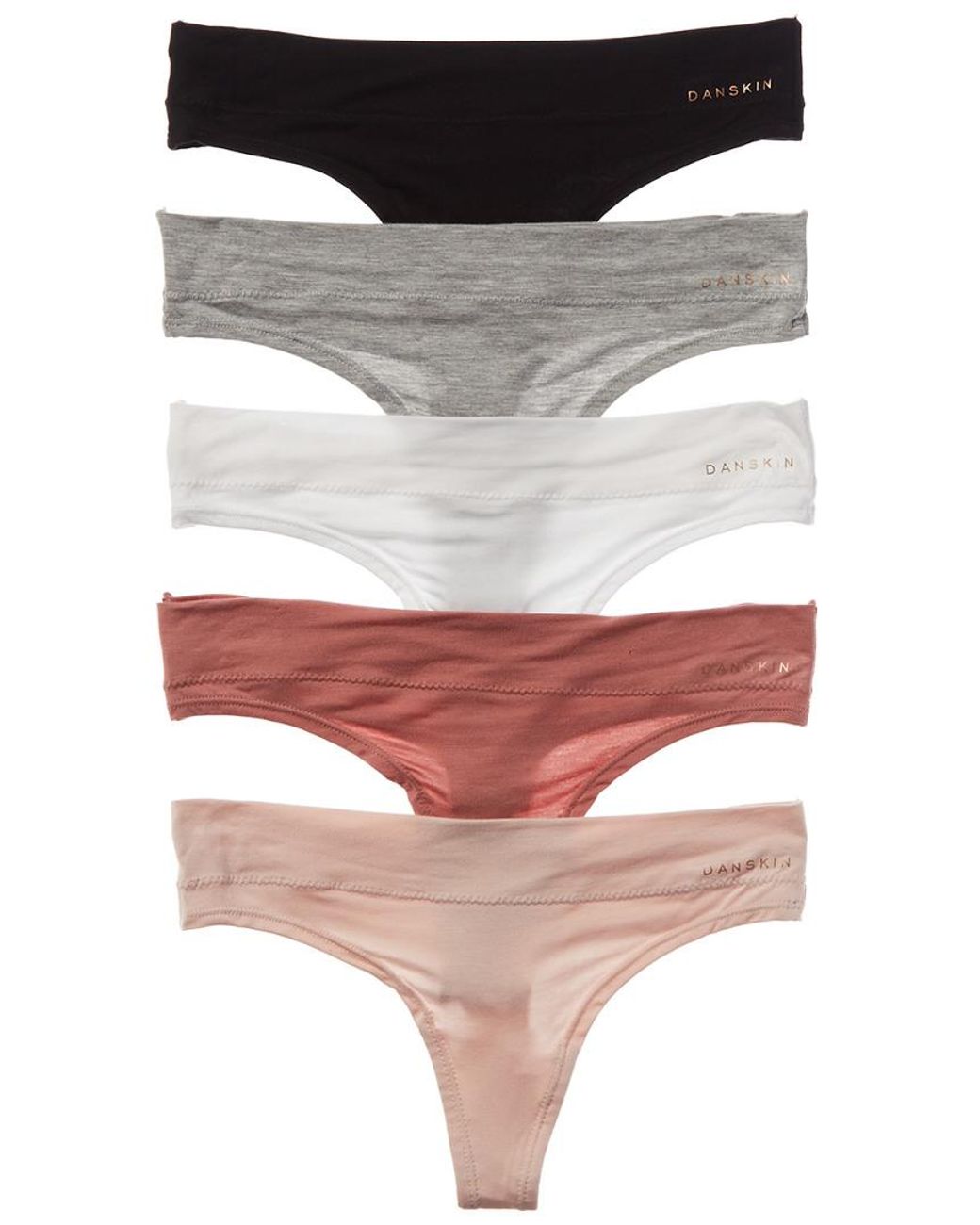 Danskin 5pk Laser Thong in White Lyst