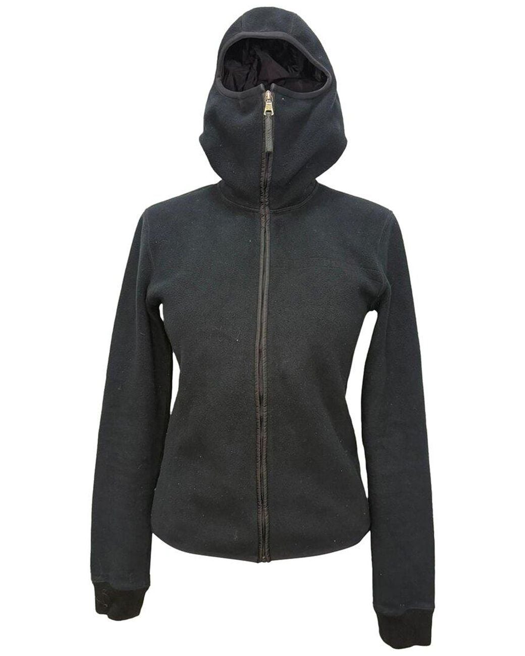 Prada Black Zip-Up Hooded Fleece Jacket, Size Int (Authentic Pre-Loved)
