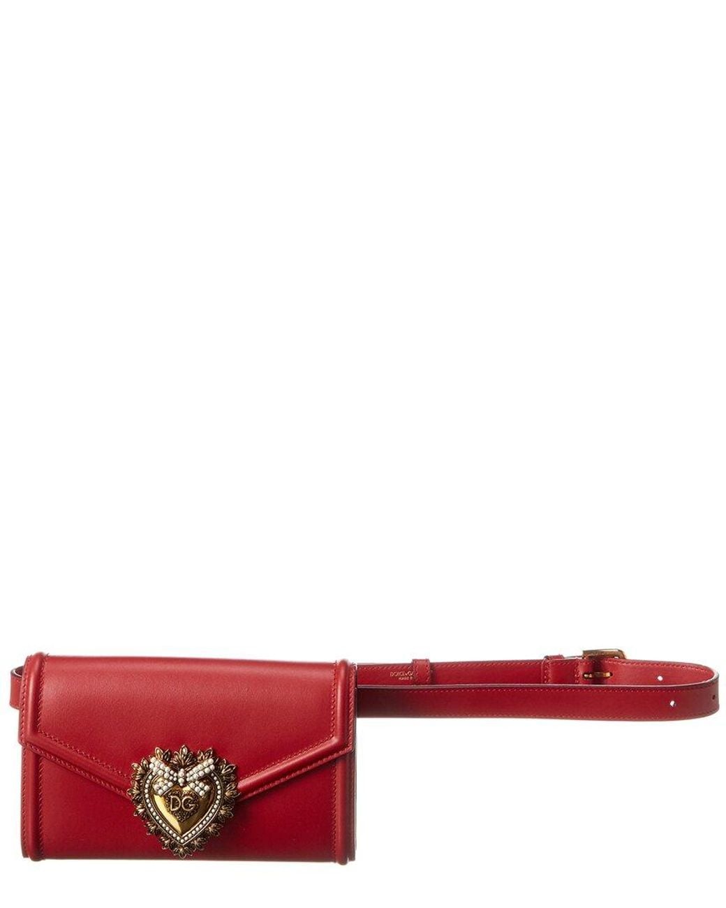 Dolce & Gabbana Red Devotion Leather Belt Bag