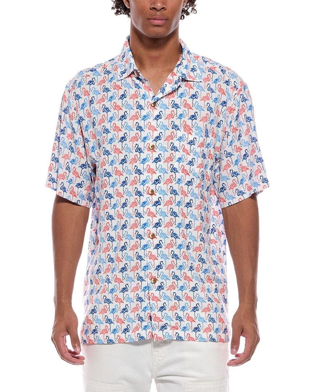 Tommy Bahama Blue Veracruz Cay Flamingo Mingle Shirt for men