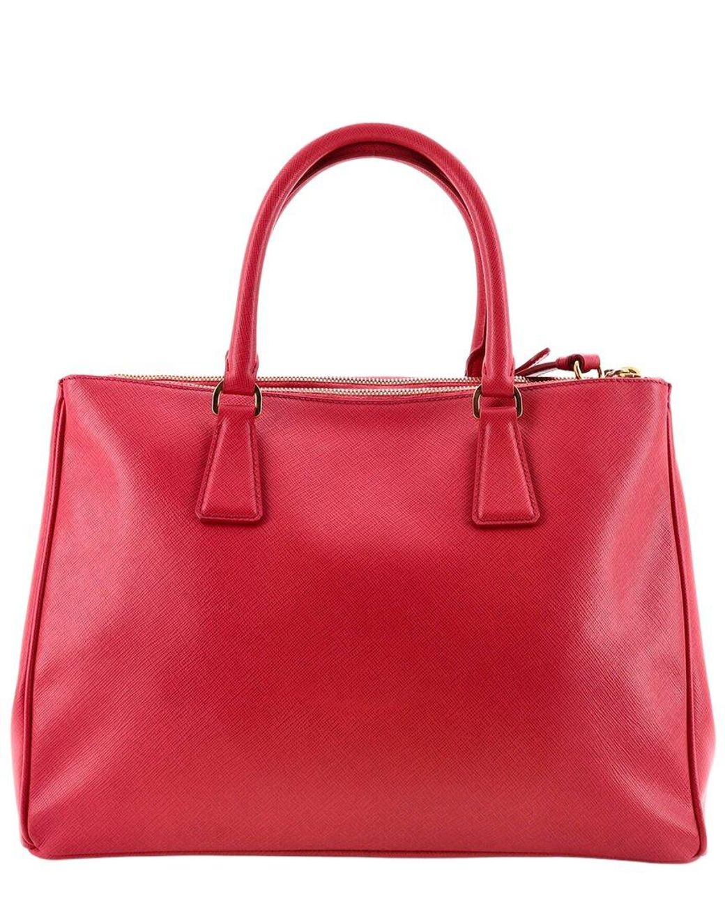 Prada Red Saffiano Leather Double Zip Lux Tote Medium (Authentic Pre-Loved)