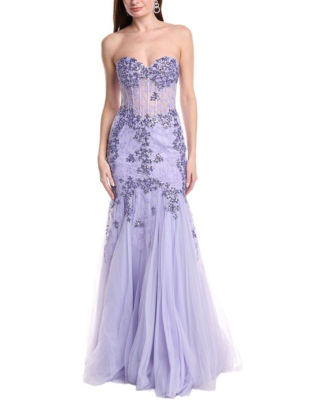 Jovani Purple Sweetheart Neck Mermaid Dress