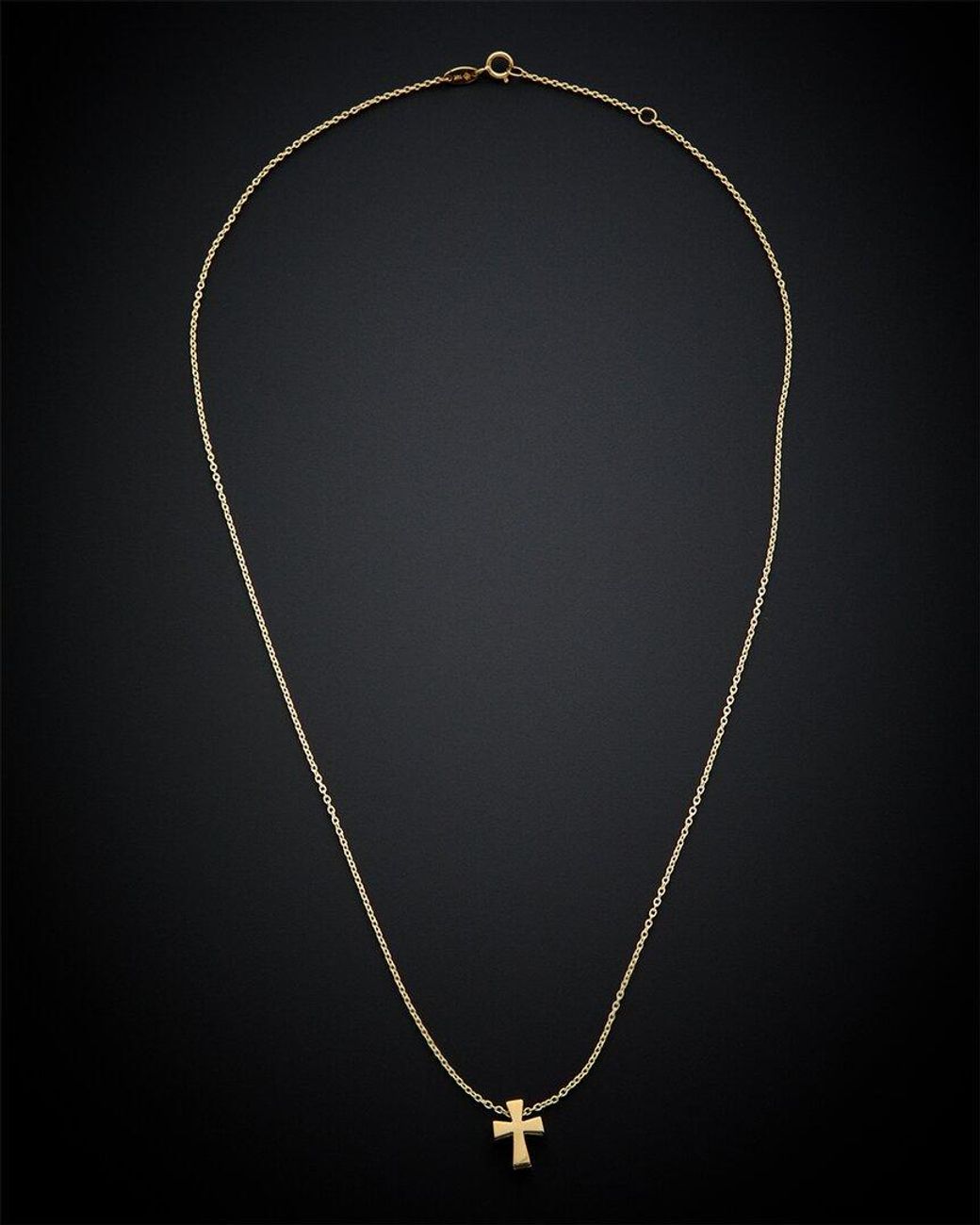 Italian Gold Black 14k Cross Pendant Necklace