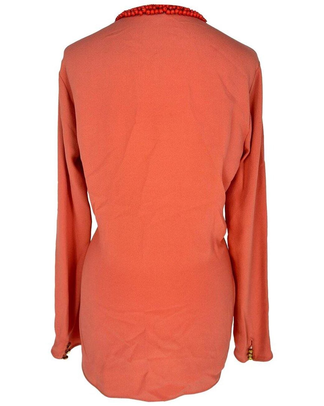 Gucci Orange Beaded Neckline Blouse, Size It (Authentic Pre-Loved)