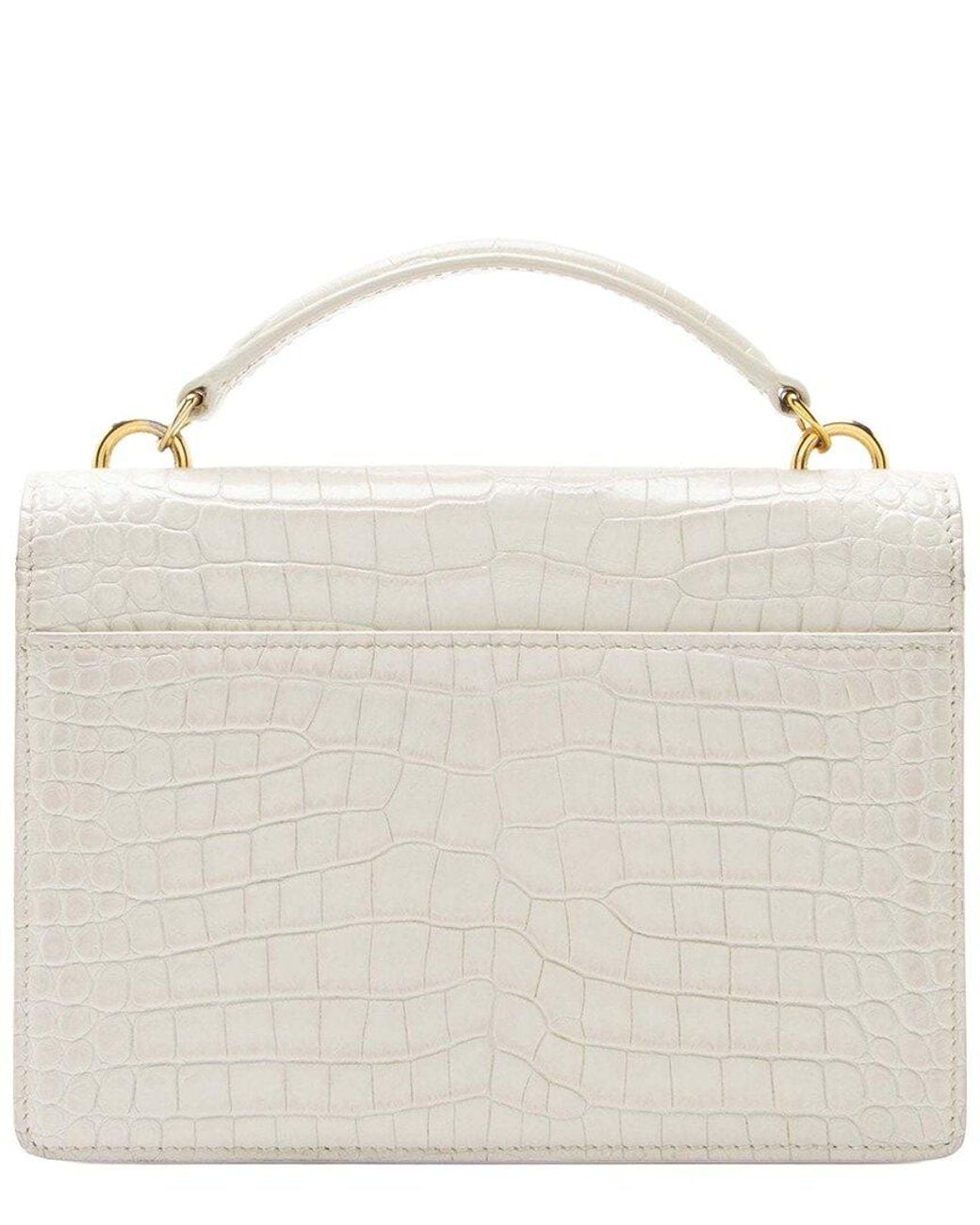 Saint Laurent White Croc Embossed Leather Monogram Sunset Chain Wallet (Authentic Pre-Loved)