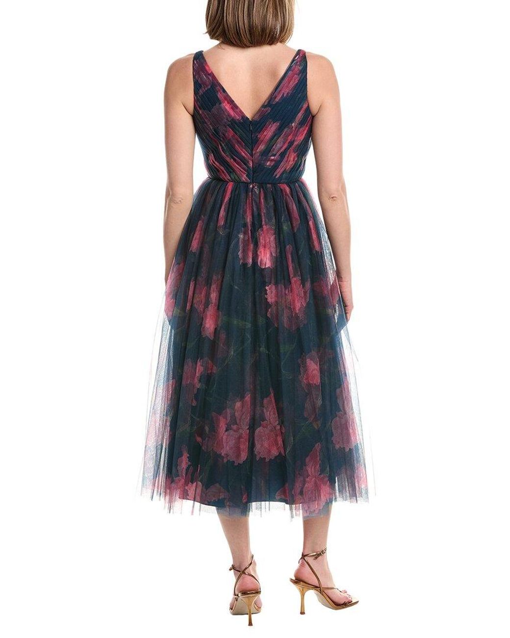 Rene Ruiz Blue Sleeveless Plunging Neckline Textured Gown