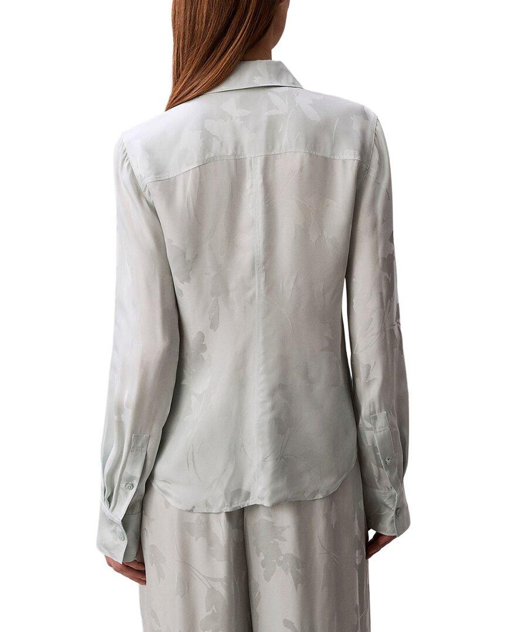 Calvin Klein Gray Jacquard Slim Button-Down Shirt